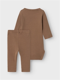 NAME IT Langærmet Body/Leggings Sæt Noe Walnut